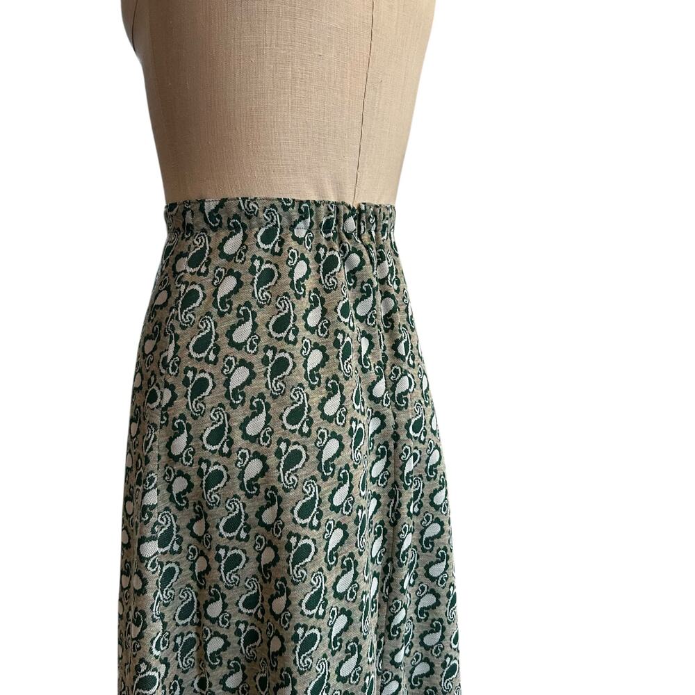 Vintage 70s Green Paisley Maxi Skirt XS - Picture 8 of 10